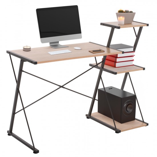 ΓΡΑΦΕΙΟ ΜΕΤΑΛΛΙΚΟ ΜΑΥΡΟ ΜΕ MDF ΕΠΙΦΑΝΕΙΑ ΣΕ ΟΑΚ 116X50X93Υεκ.