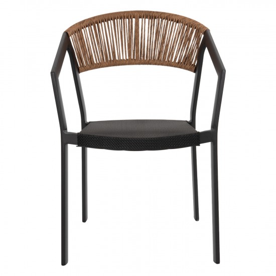 ΠΟΛΥΘΡΟΝΑ ΑΛΟΥΜΙΝΙΟΥ ΜΑΥΡΟΣ ΣΚΕΛΕΤΟΣ&TEXTLINE-ΜΠΕΖ RATTAN 57,5x59x81,5Yεκ.