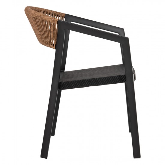 ΠΟΛΥΘΡΟΝΑ ΑΛΟΥΜΙΝΙΟΥ ΜΑΥΡΟΣ ΣΚΕΛΕΤΟΣ&TEXTLINE-ΜΠΕΖ RATTAN 57,5x59x81,5Yεκ.