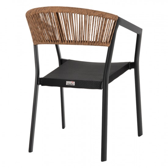 ΠΟΛΥΘΡΟΝΑ ΑΛΟΥΜΙΝΙΟΥ ΜΑΥΡΟΣ ΣΚΕΛΕΤΟΣ&TEXTLINE-ΜΠΕΖ RATTAN 57,5x59x81,5Yεκ.