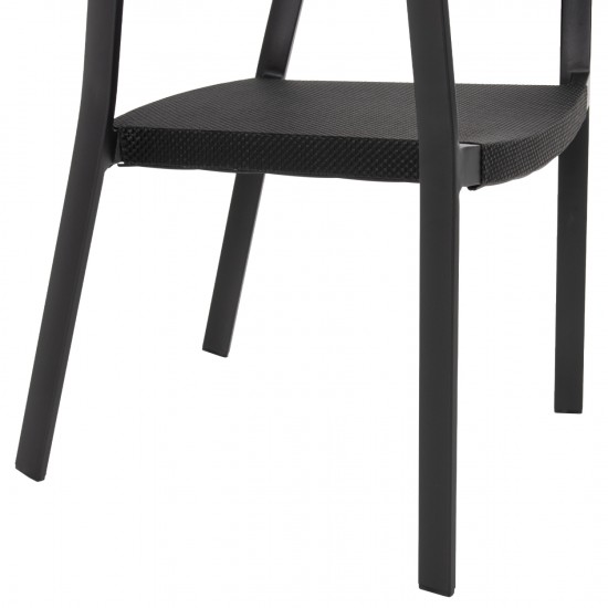 ΠΟΛΥΘΡΟΝΑ ΑΛΟΥΜΙΝΙΟΥ ΜΑΥΡΟΣ ΣΚΕΛΕΤΟΣ&TEXTLINE-ΜΠΕΖ RATTAN 57,5x59x81,5Yεκ.