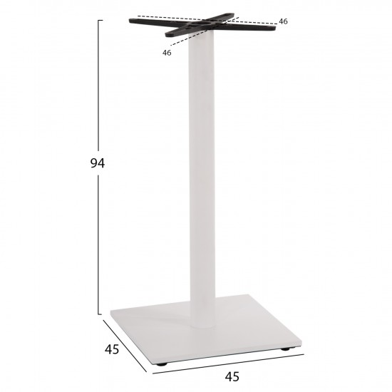 ΒΑΣΗ ΜΕΤΑΛΛΙΚΗ ΜΠΑΡ ΜΕΣΑΙΟΥ ΥΨΟΥΣ ΛΕΥΚΟ ΜΑΤ ΣΤΑΥΡΟΣ 46Χ46εκ 45Χ45Χ94Υεκ.