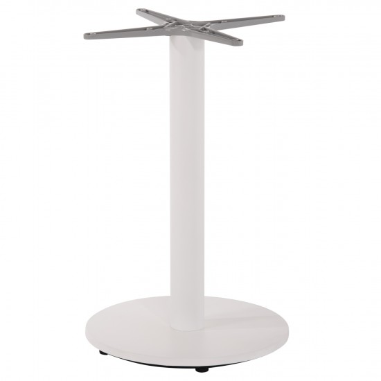 ΒΑΣΗ ΤΡΑΠΕΖΙΟΥ ΑΛΟΥΜΙΝΙΟΥ ΣΤΡΟΓΓΥΛΗ ΛΕΥΚΟ ΜΑΤ ΣΤΑΥΡΟΣ 48x48εκ Φ45x72Υεκ.