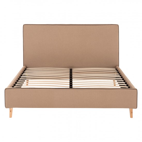 ΚΡΕΒΑΤΙ INDRA ΑΠΟ ΜΠΕΖ ΥΦΑΣΜΑ & ΚΑΦΕ ΡΕΛΙ ΓΙΑ ΣΤΡΩΜΑ 160x200 EK.