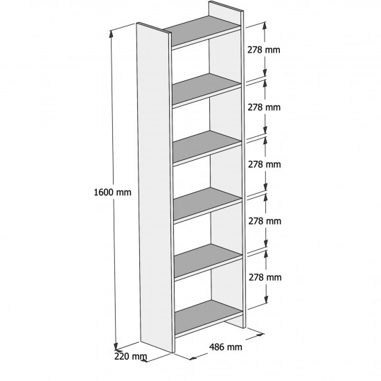 ΒΙΒΛΙΟΘΗΚΗ ΜΕΛΑΜΙΝΗΣ SONΟMA-ΛΕΥΚΟ 48,5x22x160Υ εκ.