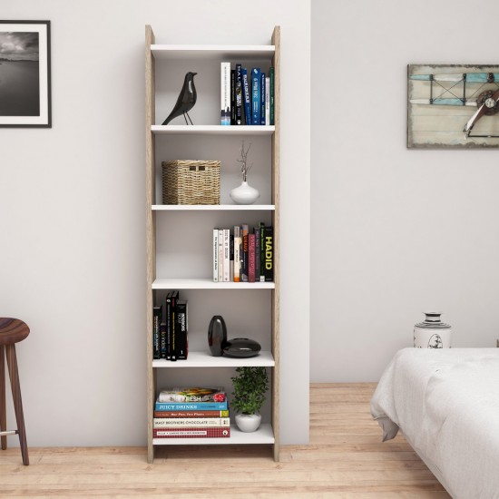 ΒΙΒΛΙΟΘΗΚΗ ΜΕΛΑΜΙΝΗΣ SONΟMA-ΛΕΥΚΟ 48,5x22x160Υ εκ.