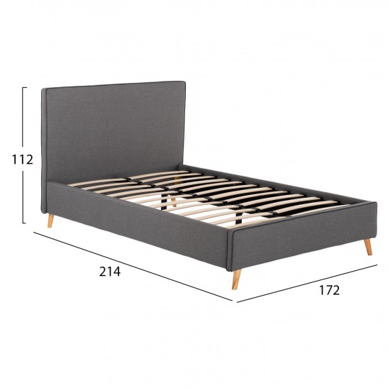 ΚΡΕΒΑΤΙ INDRA ΑΠΟ ΓΚΡΙ ΥΦΑΣΜΑ & ΣΚ. ΓΚΡΙ ΡΕΛΙ ΓΙΑ ΣΤΡΩΜΑ 160x200 EK.