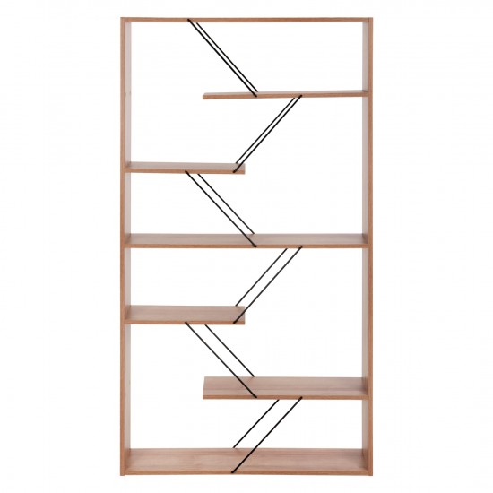 ΒΙΒΛΙΟΘΗΚΗ TARS ΦΥΣΙΚΟ ΟΑΚ ΜΕΛΑΜΙΝΗ-ΜΑΥΡΕΣ ΜΕΤΑΛΛΙΚΕΣ ΒΕΡΓΕΣ 84x24x157Υεκ.