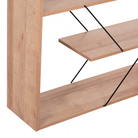 ΒΙΒΛΙΟΘΗΚΗ TARS ΦΥΣΙΚΟ ΟΑΚ ΜΕΛΑΜΙΝΗ-ΜΑΥΡΕΣ ΜΕΤΑΛΛΙΚΕΣ ΒΕΡΓΕΣ 84x24x157Υεκ.