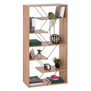 ΒΙΒΛΙΟΘΗΚΗ TARS ΦΥΣΙΚΟ ΟΑΚ ΜΕΛΑΜΙΝΗ-ΜΑΥΡΕΣ ΜΕΤΑΛΛΙΚΕΣ ΒΕΡΓΕΣ 84x24x157Υεκ.