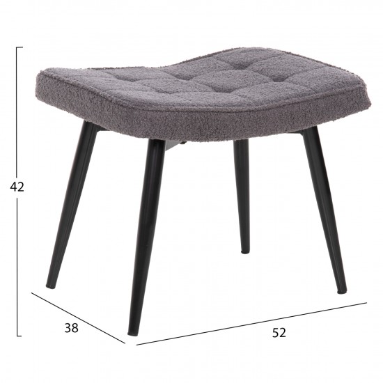 ΠΟΛΥΘΡΟΝΑ ΜΠΕΡΖΕΡΑ CRAWLEY ΜΕ ΥΠΟΠΟΔΙΟ ΥΦΑΣΜΑ ΜΠΟΥΚΛΕ ΓΚΡΙ 70x74x105Υ εκ.