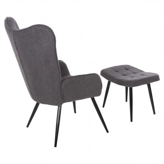 ΠΟΛΥΘΡΟΝΑ ΜΠΕΡΖΕΡΑ CRAWLEY ΜΕ ΥΠΟΠΟΔΙΟ ΥΦΑΣΜΑ ΜΠΟΥΚΛΕ ΓΚΡΙ 70x74x105Υ εκ.