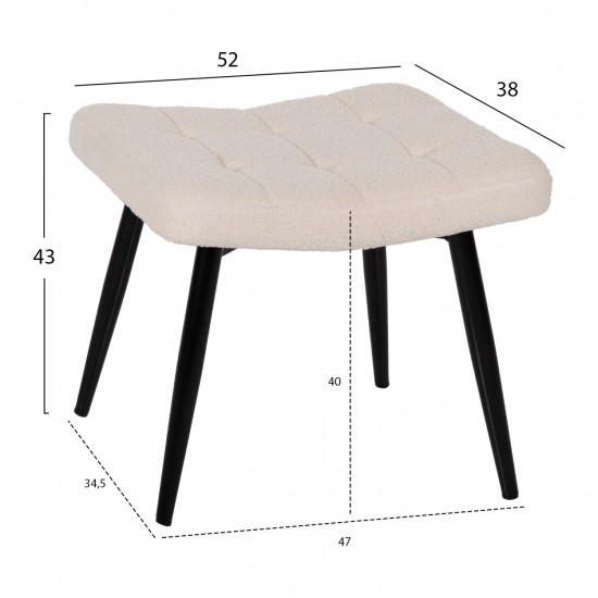 ΠΟΛΥΘΡΟΝΑ ΜΠΕΡΖΕΡΑ CRAWLEY ΜΕ ΥΠΟΠΟΔΙΟ ΥΦΑΣΜΑ ΜΠΟΥΚΛΕ ΛΕΥΚΟ 70x74x105Y εκ.