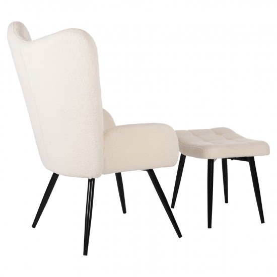 ΠΟΛΥΘΡΟΝΑ ΜΠΕΡΖΕΡΑ CRAWLEY ΜΕ ΥΠΟΠΟΔΙΟ ΥΦΑΣΜΑ ΜΠΟΥΚΛΕ ΛΕΥΚΟ 70x74x105Y εκ.