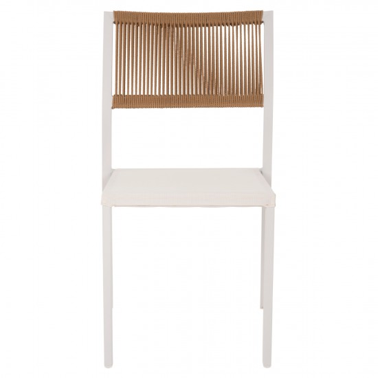 ΚΑΡΕΚΛΑ ΑΛΟΥΜΙΝΙΟΥ ΛΕΥΚΗ ΜΠΕΖ RATTAN & TEXTLINE 46x55,5x83 εκ.