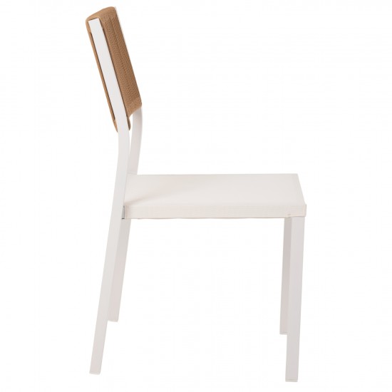 ΚΑΡΕΚΛΑ ΑΛΟΥΜΙΝΙΟΥ ΛΕΥΚΗ ΜΠΕΖ RATTAN & TEXTLINE 46x55,5x83 εκ.