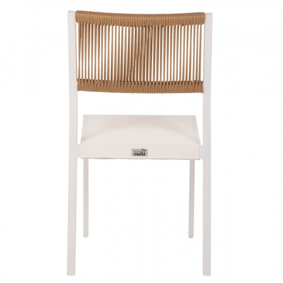 ΚΑΡΕΚΛΑ ΑΛΟΥΜΙΝΙΟΥ ΛΕΥΚΗ ΜΠΕΖ RATTAN & TEXTLINE 46x55,5x83 εκ.