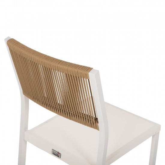 ΚΑΡΕΚΛΑ ΑΛΟΥΜΙΝΙΟΥ ΛΕΥΚΗ ΜΠΕΖ RATTAN & TEXTLINE 46x55,5x83 εκ.
