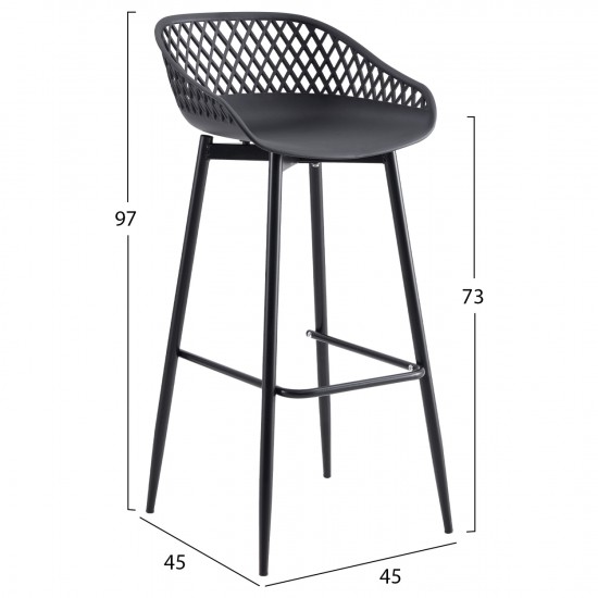 ΣΚΑΜΠΟ ΠΟΛΥΠΡΟΠΥΛΕΝΙΟΥ ΜΑΥΡΟ ΜΕ ΜΕΤΑΛΛΙΚΑ ΠΟΔΙΑ 45x45x97Υ εκ.