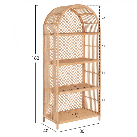 ΒΙΒΛΙΟΘΗΚΗ ΑΠΟ ΦΥΣΙΚΟ RATTAN ΣΕ ΦΥΣΙΚΟ ΧΡΩΜΑ 80x40x182Υεκ.