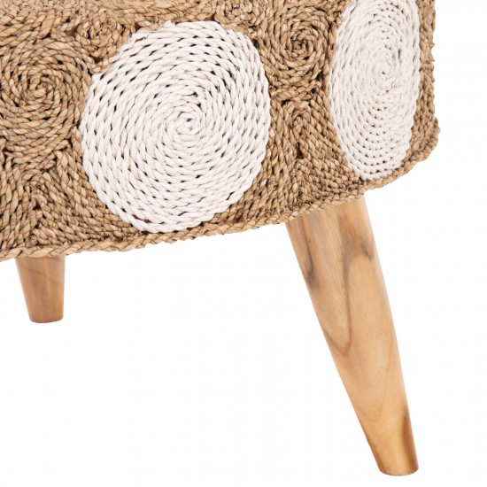 ΤΡΑΠΕΖΙ ΣΑΛΟΝΙΟΥ ΞΥΛΟ ΤΕΑΚ ΚΑΙ SEAGRASS ΣΕ ΦΥΣΙΚΟ & ΛΕΥΚΟ Φ81x45Υεκ.