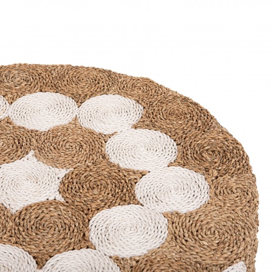 ΤΡΑΠΕΖΙ ΣΑΛΟΝΙΟΥ ΞΥΛΟ ΤΕΑΚ ΚΑΙ SEAGRASS ΣΕ ΦΥΣΙΚΟ & ΛΕΥΚΟ Φ81x45Υεκ.