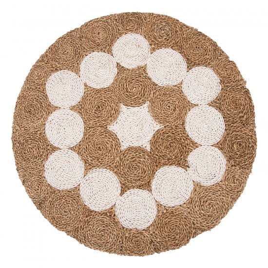 ΤΡΑΠΕΖΙ ΣΑΛΟΝΙΟΥ ΞΥΛΟ ΤΕΑΚ ΚΑΙ SEAGRASS ΣΕ ΦΥΣΙΚΟ & ΛΕΥΚΟ Φ81x45Υεκ.