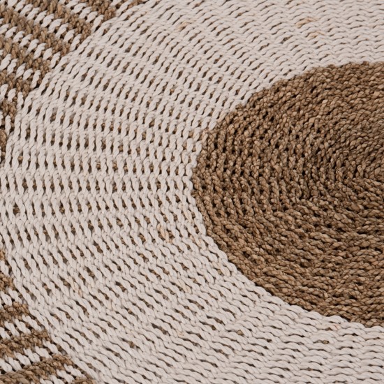 ΧΑΛΙ ΣΤΡΟΓΓΥΛΟ KIRKI ΑΠΟ ΦΥΣΙΚΕΣ ΙΝΕΣ SEAGRASS ΛΕΥΚΟ-ΦΥΣΙΚΟ Φ200εκ.