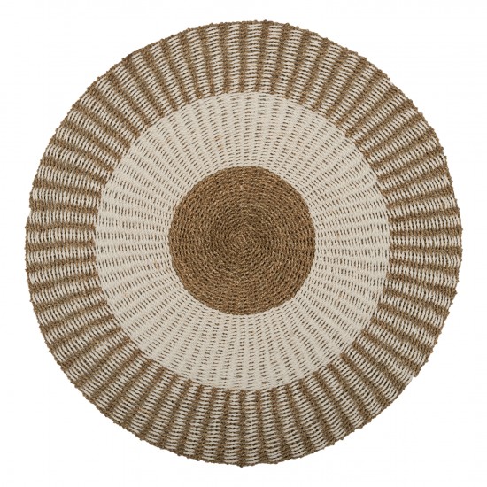 ΧΑΛΙ ΣΤΡΟΓΓΥΛΟ KIRKI ΑΠΟ ΦΥΣΙΚΕΣ ΙΝΕΣ SEAGRASS ΛΕΥΚΟ-ΦΥΣΙΚΟ Φ200εκ.