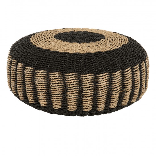 ΠΟΥΦ ΣΚΑΜΠΟ SARONI SEAGRASS ΣΕ ΦΥΣΙΚΟ-ΜΑΥΡΟ ΧΡΩΜΑ Φ60x35Yεκ.