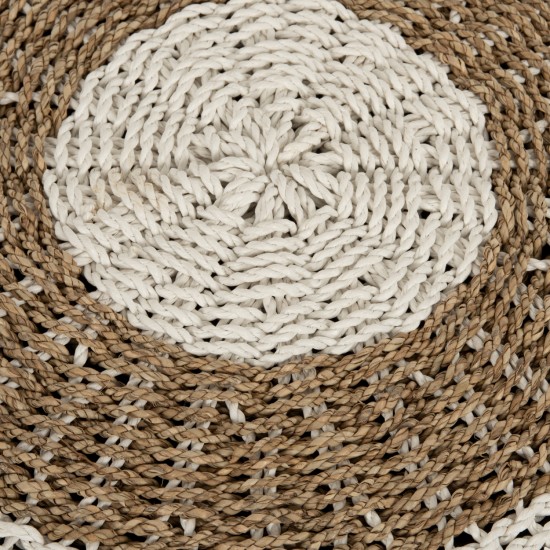 ΠΟΥΦ ΣΚΑΜΠΟ SARONI SEAGRASS ΣΕ ΦΥΣΙΚΟ-ΛΕΥΚΟ ΧΡΩΜΑ Φ60x35Yεκ.