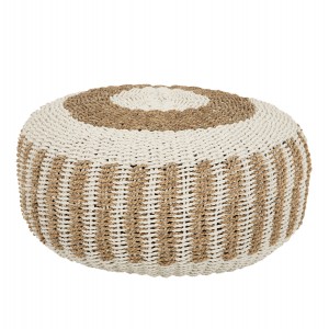 ΠΟΥΦ ΣΚΑΜΠΟ SARONI SEAGRASS ΣΕ ΦΥΣΙΚΟ-ΛΕΥΚΟ ΧΡΩΜΑ Φ60x35Yεκ.