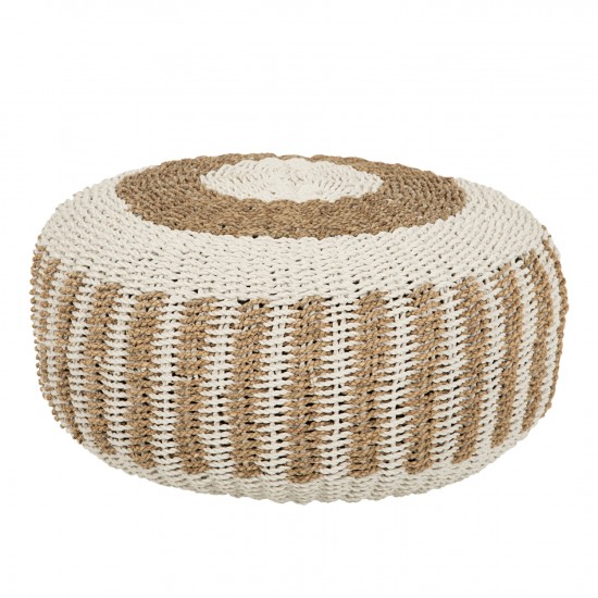 ΠΟΥΦ ΣΚΑΜΠΟ SARONI SEAGRASS ΣΕ ΦΥΣΙΚΟ-ΛΕΥΚΟ ΧΡΩΜΑ Φ60x35Yεκ.