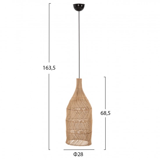 ΦΩΤΙΣΤΙΚΟ ΟΡΟΦΗΣ ΚΡΕΜΑΣΤΟ ΑΠΟ RATTAN ΣΕ ΦΥΣΙΚΟ ΧΡΩΜΑ Φ28x68,5Yεκ.