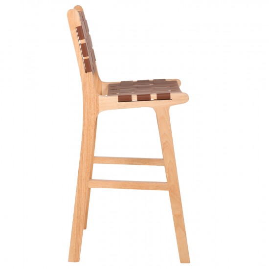 ΣΚΑΜΠΟ ΜΕΣΑΙΟΥ ΥΨΟΥΣ FELIPE TOON ΞΥΛΟ ΦΥΣΙΚΟ ΚΑΦΕ PU 45x47x94Yεκ.