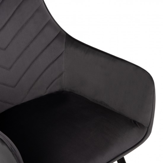 ΠΟΛΥΘΡΟΝΑ LATRELL ΓΚΡΙ ΒΕΛΟΥΔΟ & ΜΑΥΡΑ ΜΕΤΑΛΛΙΚΑ ΠΟΔΙΑ 55x57x84Yεκ.