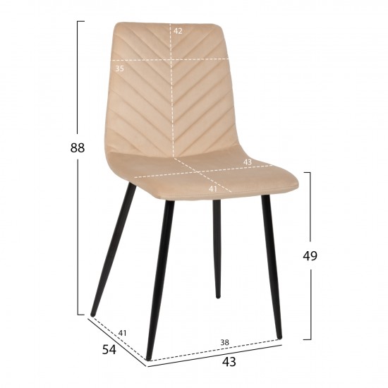 ΚΑΡΕΚΛΑ LATRELL ΒΕΛΟΥΔΟ ΕΚΡΟΥ ΜΕ ΜΑΥΡΑ ΜΕΤΑΛΛΙΚΑ ΠΟΔΙΑ 43x54x88Υεκ.