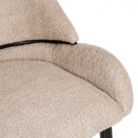 ΚΑΡΕΚΛΑ SARKY ΥΦΑΣΜΑ ΜΠΟΥΚΛΕ ΕΚΡΟΥ ΜΕ ΜΕΤΑΛΛΙΚΑ ΠΟΔΙΑ 55x62x89Yεκ.