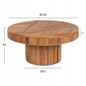 ΤΡΑΠΕΖΙ ΣΑΛΟΝΙΟΥ GATSBY ΣΤΡΟΓΓΥΛΟ RATTAN ΧΡΩΜΑ ΦΥΣΙΚΟ Φ100x50Yεκ.