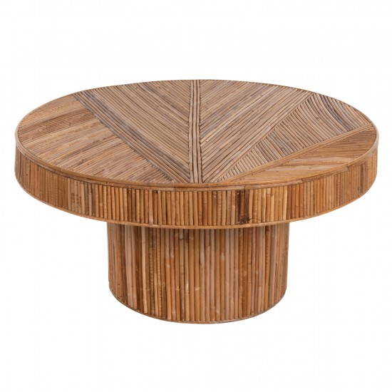 ΤΡΑΠΕΖΙ ΣΑΛΟΝΙΟΥ GATSBY ΣΤΡΟΓΓΥΛΟ RATTAN ΧΡΩΜΑ ΦΥΣΙΚΟ Φ100x50Yεκ.