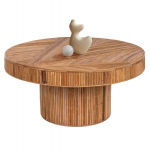 ΤΡΑΠΕΖΙ ΣΑΛΟΝΙΟΥ GATSBY ΣΤΡΟΓΓΥΛΟ RATTAN ΧΡΩΜΑ ΦΥΣΙΚΟ Φ100x50Yεκ.