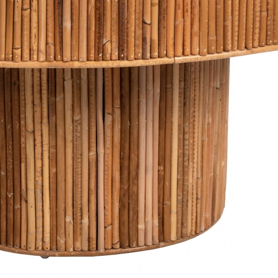 ΤΡΑΠΕΖΙ ΣΑΛΟΝΙΟΥ GATSBY ΣΤΡΟΓΓΥΛΟ RATTAN ΧΡΩΜΑ ΦΥΣΙΚΟ Φ100x50Yεκ.