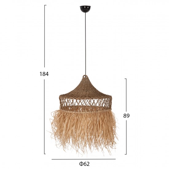 ΦΩΤΙΣΤΙΚΟ ΟΡΟΦΗΣ ΚΡΕΜΑΣΤΟ ΙΝΕΣ ΦΟΙΝΙΚΑ & SEAGRASS ΚΡΟΣΙΑ ΣΕ ΦΥΣΙΚΟ Φ62x42Yεκ.