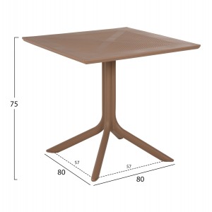 ΤΡΑΠΕΖΙ ΠΟΛΥΠΡΟΠΥΛΕΝΙΟΥ ΤΕΤΡΑΓΩΝΟ LUNAR ΚΑΠΟΥΤΣΙΝΟ 80x80x75Υ εκ.