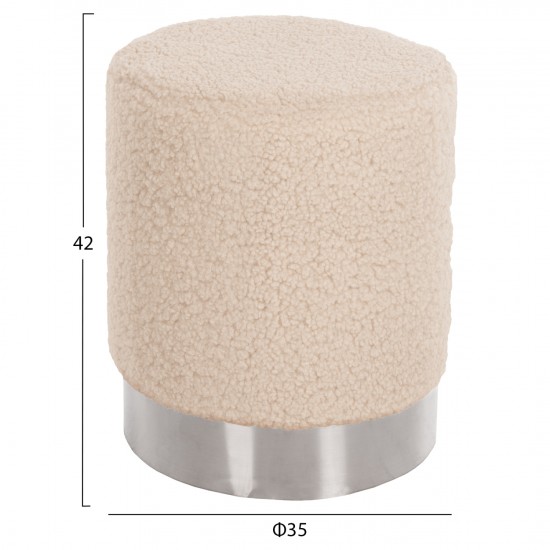 ΣΚΑΜΠΟ LEVY ΛΕΥΚΟ ΜΠΟΥΚΛΕ ΥΦΑΣΜΑ ΜΕ ΑΣΗΜΙ ΒΑΣΗ Φ35x42Υ εκ.