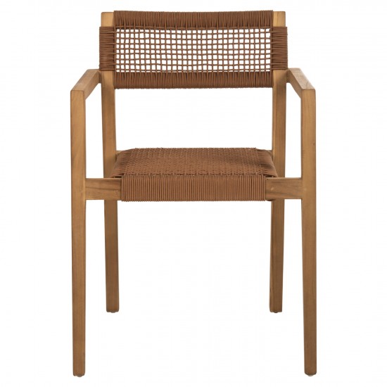 ΠΟΛΥΘΡΟΝΑ CHARLOTTE ΞΥΛΟ TEAK ΦΥΣΙΚΟ & ΚΑΦΕ ΣΧΟΙΝΙ 59x54x83Y εκ.