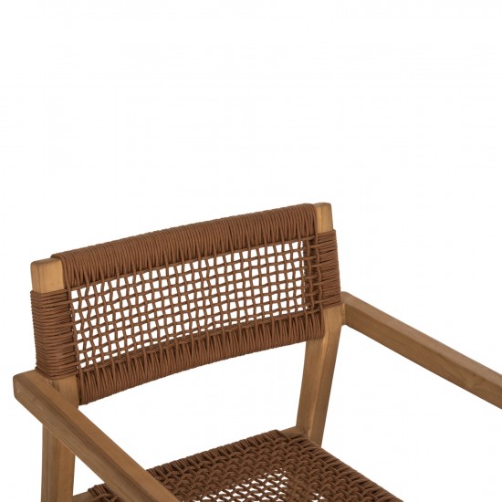 ΠΟΛΥΘΡΟΝΑ CHARLOTTE ΞΥΛΟ TEAK ΦΥΣΙΚΟ & ΚΑΦΕ ΣΧΟΙΝΙ 59x54x83Y εκ.