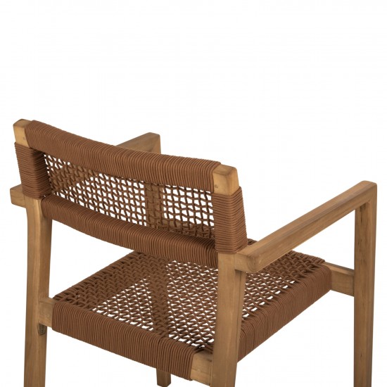 ΠΟΛΥΘΡΟΝΑ CHARLOTTE ΞΥΛΟ TEAK ΦΥΣΙΚΟ & ΚΑΦΕ ΣΧΟΙΝΙ 59x54x83Y εκ.