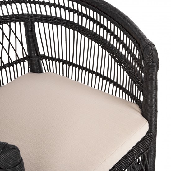 ΠΟΛΥΘΡΟΝΑ MALAWI ΞΥΛΟ ΜΑΟΝΙ ΜΕ RATTAN ΜΑΥΡΟ-ΛΕΥΚΟ ΜΑΞΙΛΑΡΙ 80x70x86Υεκ.