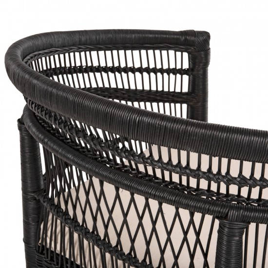 ΠΟΛΥΘΡΟΝΑ MALAWI ΞΥΛΟ ΜΑΟΝΙ ΜΕ RATTAN ΜΑΥΡΟ-ΛΕΥΚΟ ΜΑΞΙΛΑΡΙ 80x70x86Υεκ.